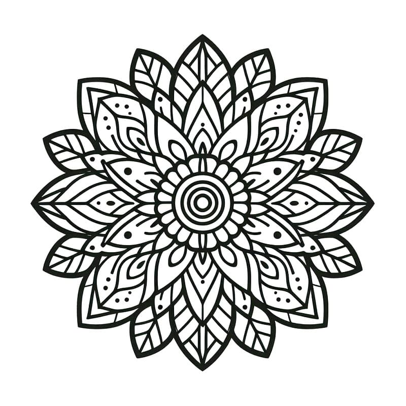 Ausdruckbares Blumen-Mandala für Kinder ausmalbilder