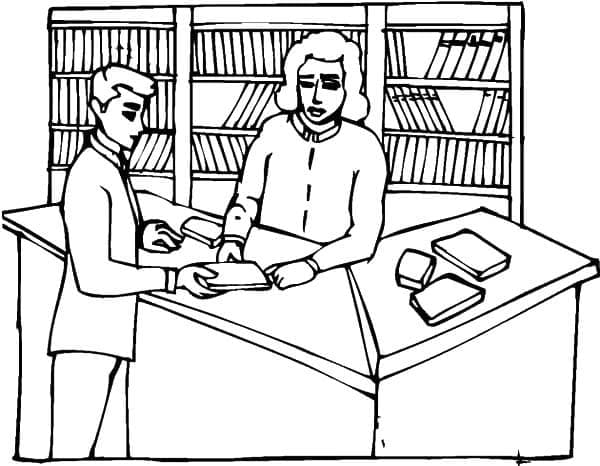 Bibliothek zum Drucken ausmalbilder