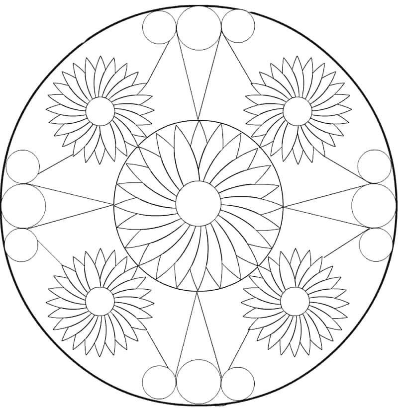 Blumen-Mandala kostenlos ausmalbilder