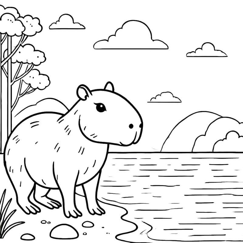 Capybara Für Kinder Gratis ausmalbilder