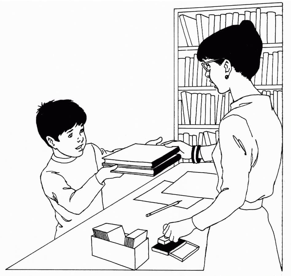 Druckbarer Bibliothek ausmalbilder