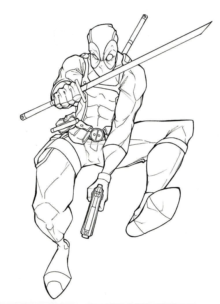 Druckbarer Deadpool kostenlos ausmalbilder
