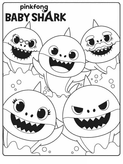Druckbarer Gratis-Baby Shark ausmalbilder