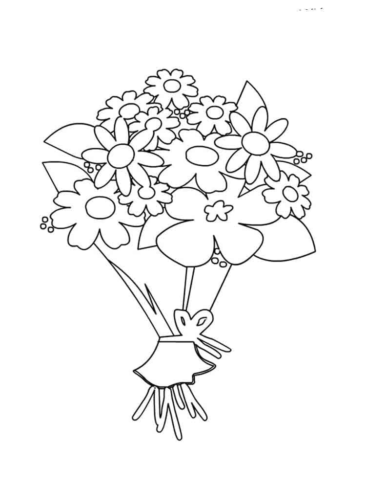 Druckbarer Gratis Blumenstrauß ausmalbilder