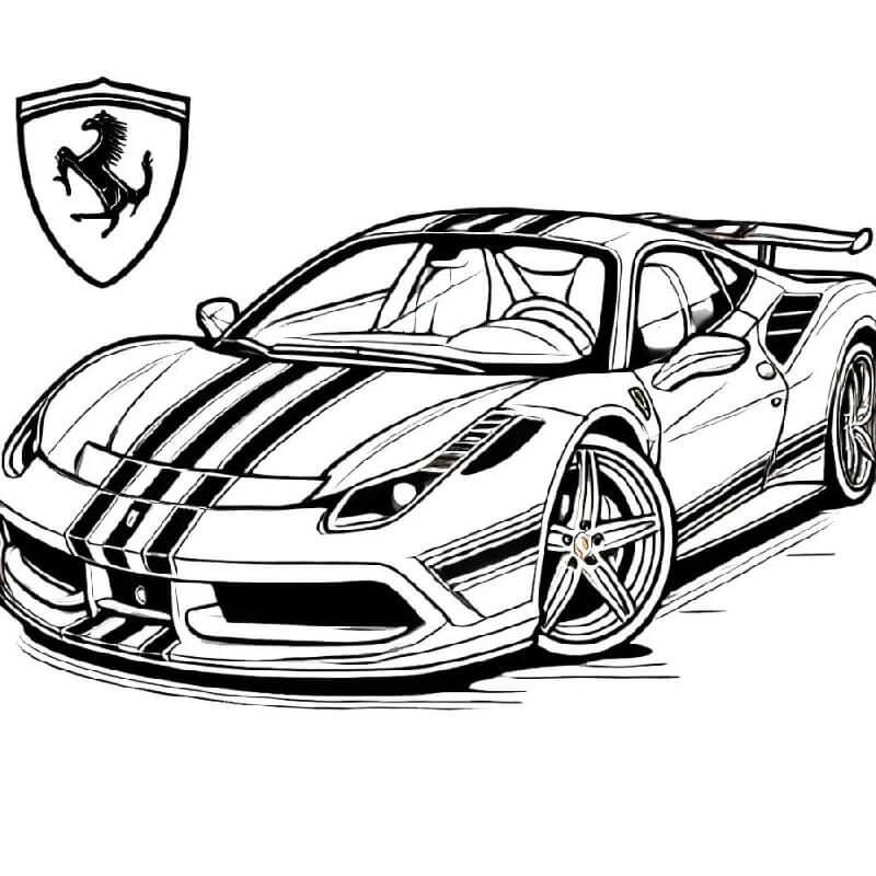 Druckbarer Gratis-Ferrari ausmalbilder