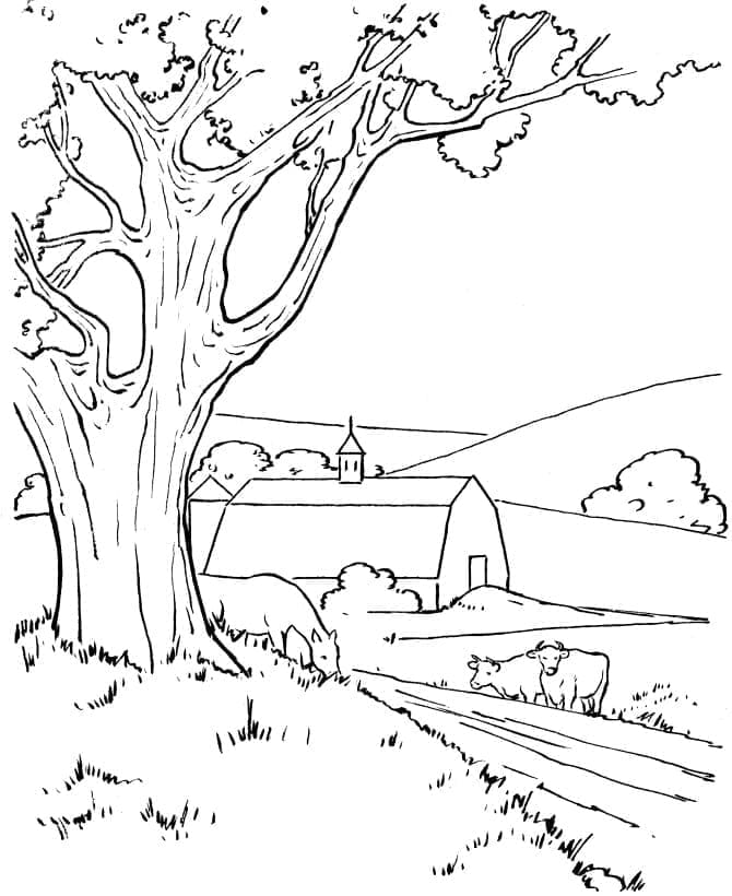 Druckbarer Gratis Landschaft ausmalbilder