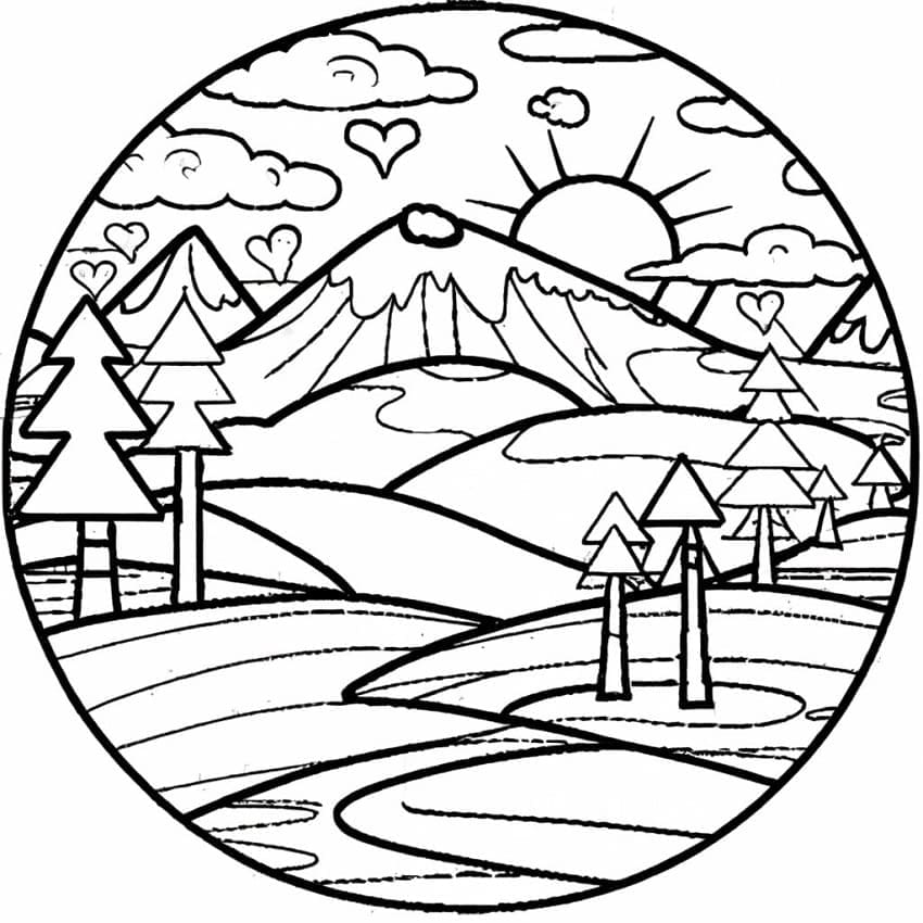 Druckbarer Landschaft ausmalbilder