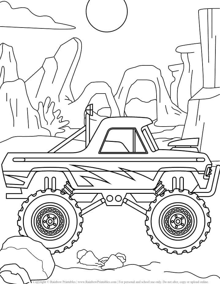 Druckbarer Monstertruck kostenlos ausmalbilder