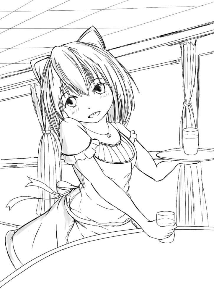 Druckbares Anime-Mädchen kostenlos