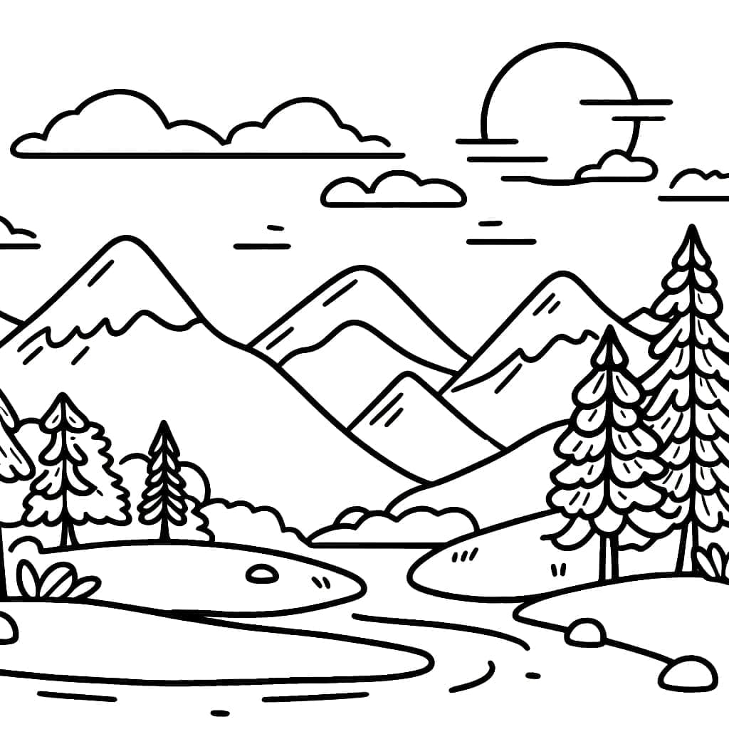 Druckbares Bergbild ausmalbilder