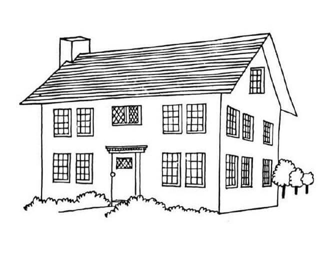 Druckbares Gratis Haus Exemplar ausmalbilder