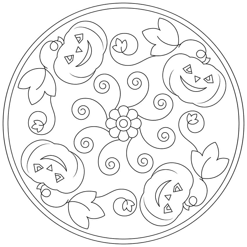 Druckbares Halloween-Mandala kostenlos ausmalbilder