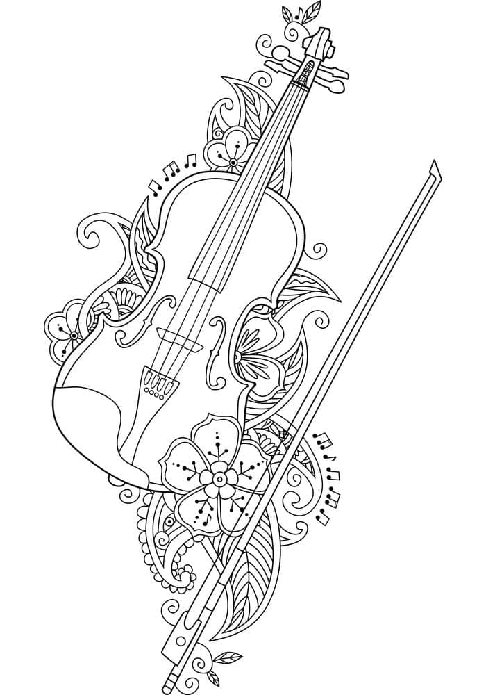 Druckbares Violinebild ausmalbilder