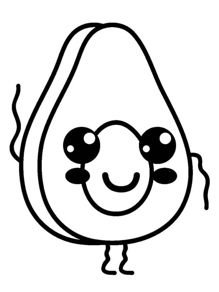 Druckfertige Kinder-Bildversion Avocado ausmalbilder