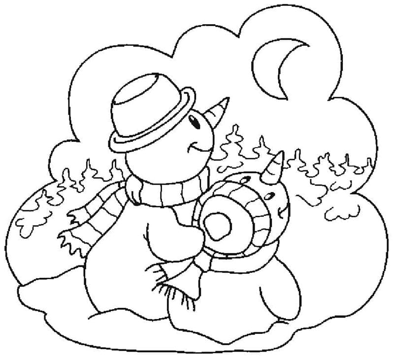 Ein Süßer Schneemann ausmalbilder