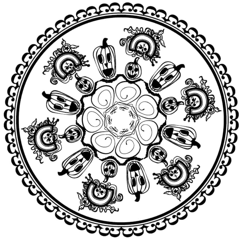 Erstaunliches Halloween-Mandala ausmalbilder