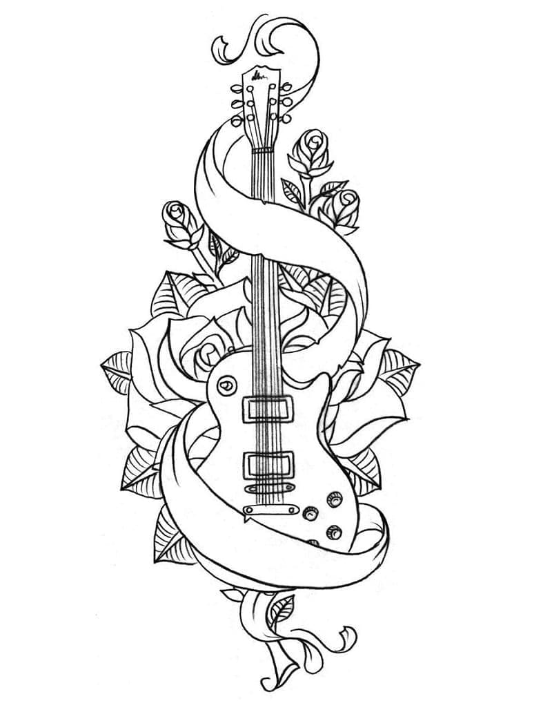 Gitarre gratis ausmalbilder