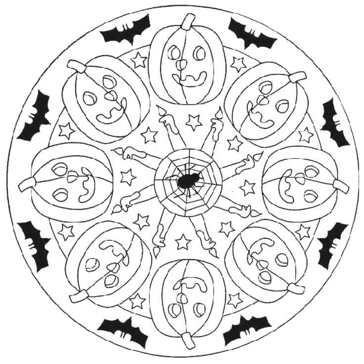 Gratis Halloween-Mandala für Kinder ausmalbilder