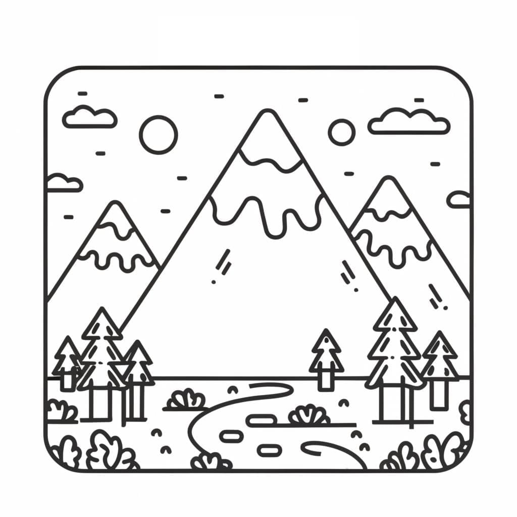Gratis druckbarer Berg ausmalbilder