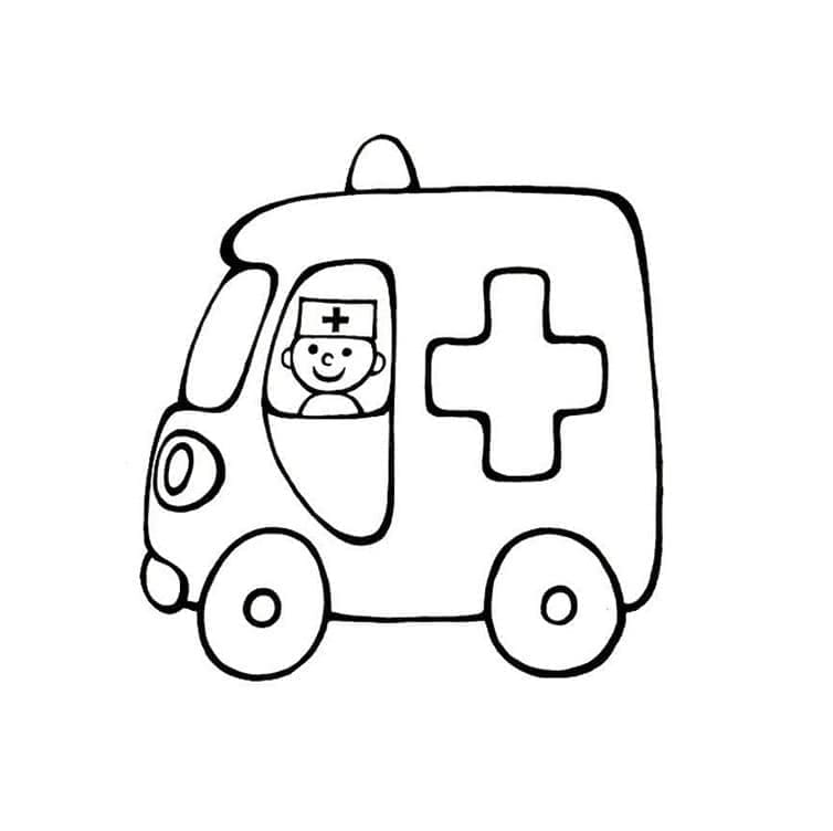 Gratis druckbarer Krankenwagen ausmalbilder