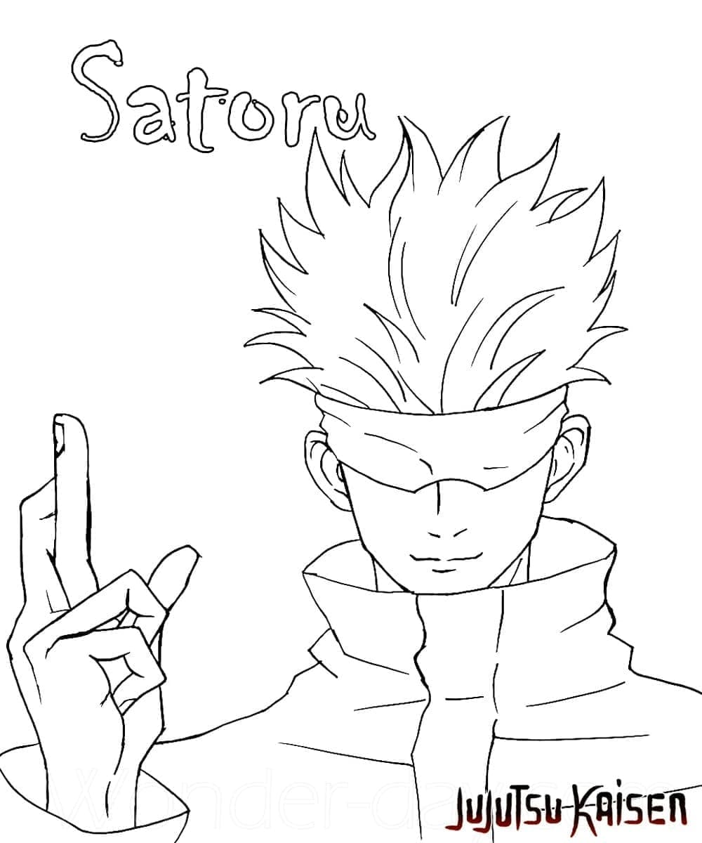 Gratis druckbarer Satoru Gojo ausmalbilder