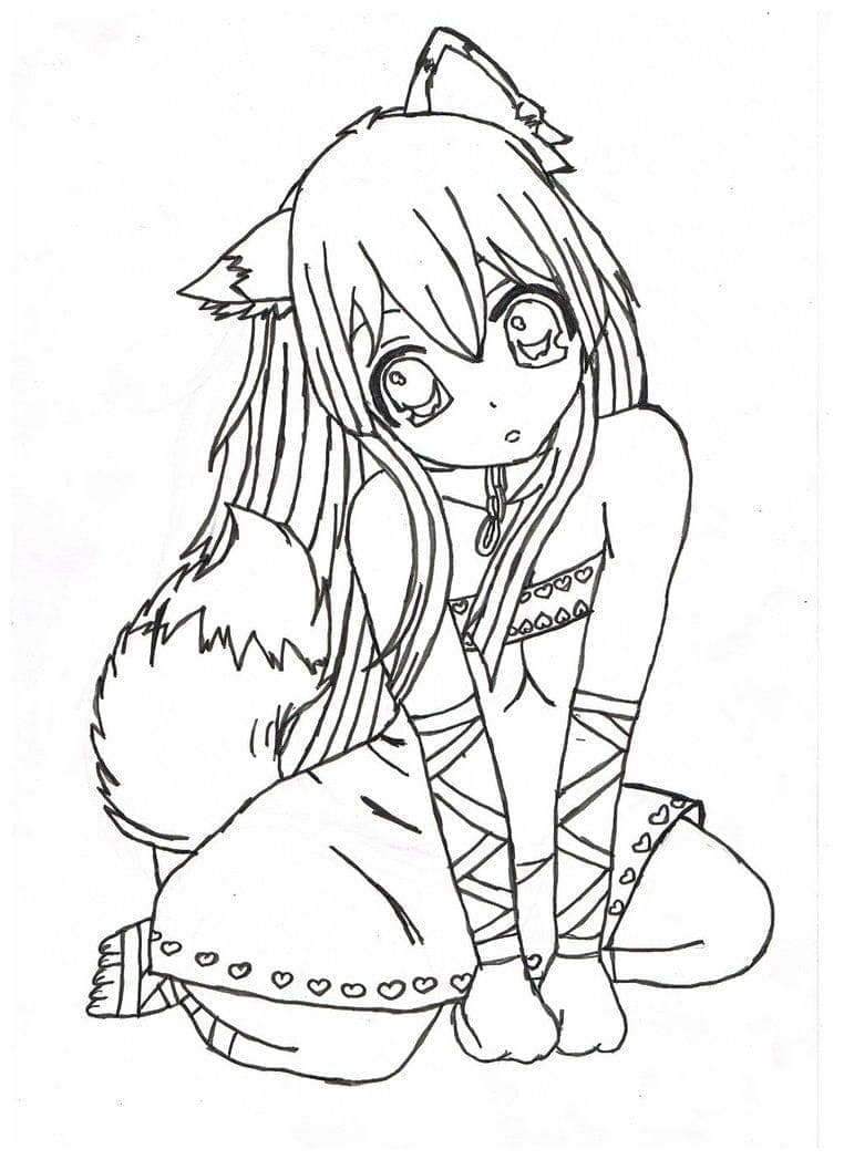 Gratis druckbares Anime-Mädchen ausmalbilder