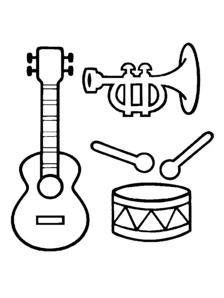 Großartiges Musikinstrumente ausmalbilder