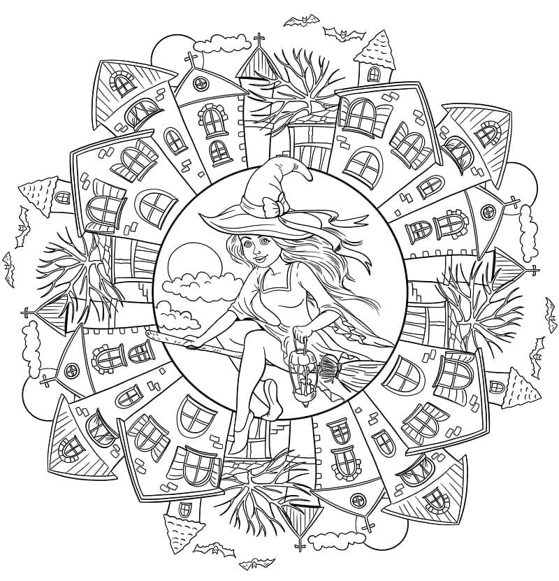 Halloween-Mandala für 3-jährige Kinder ausmalbilder