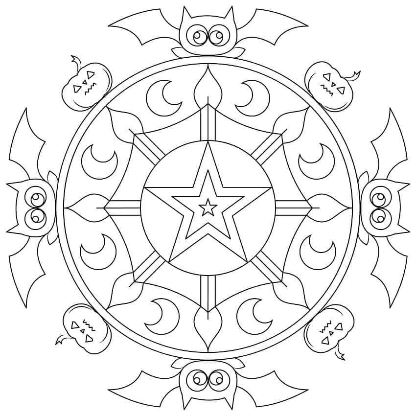 Halloween-Mandala kostenlos ausmalbilder