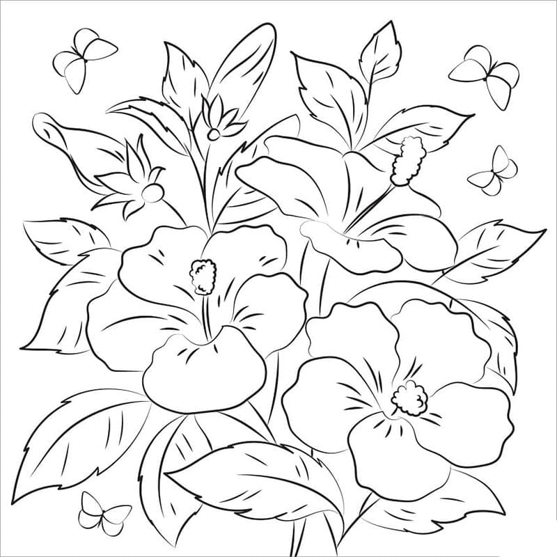Hibiskus kostenlos für Kinder ausmalbilder