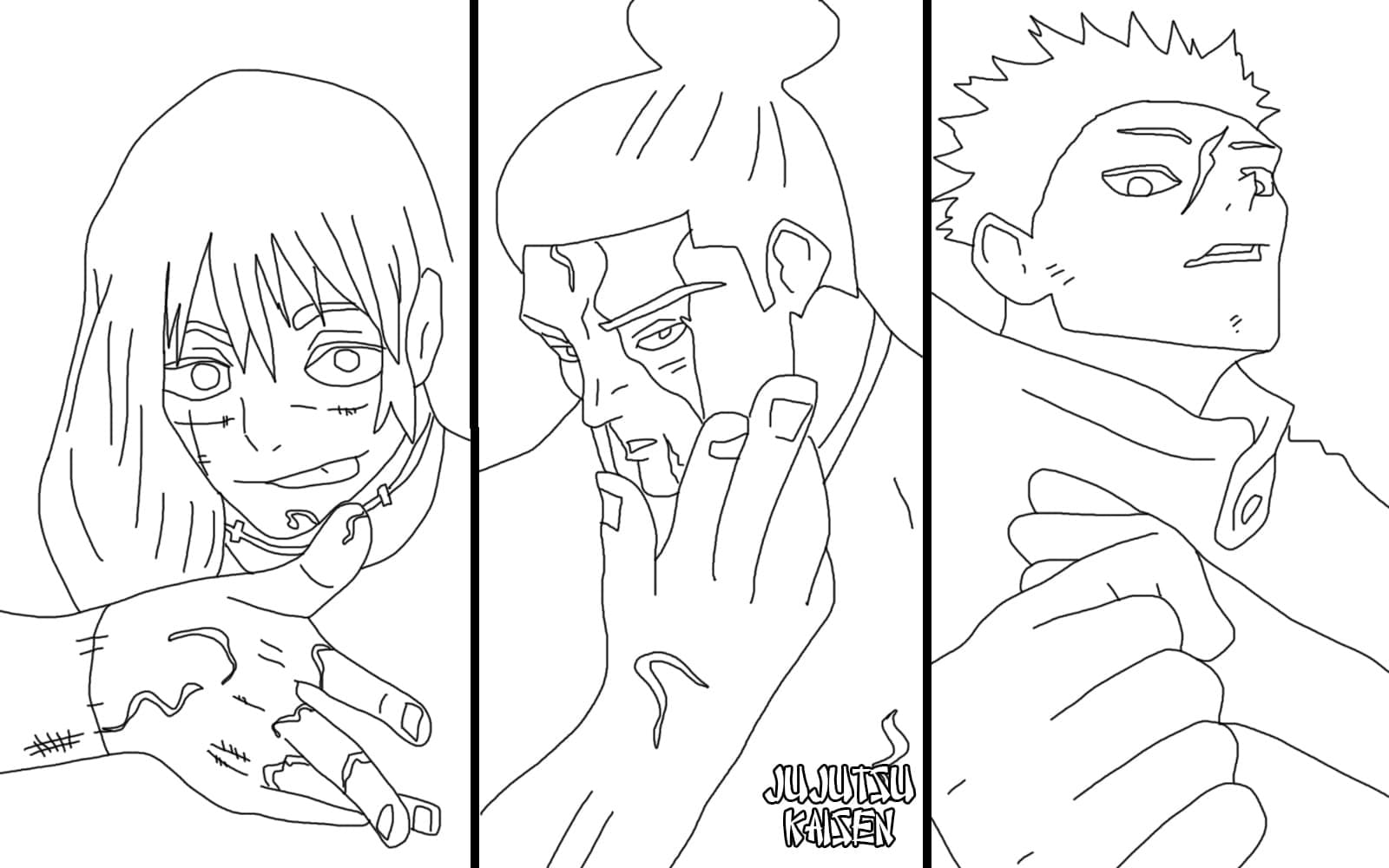 Jujutsu Kaisen druckfertig ausmalbilder
