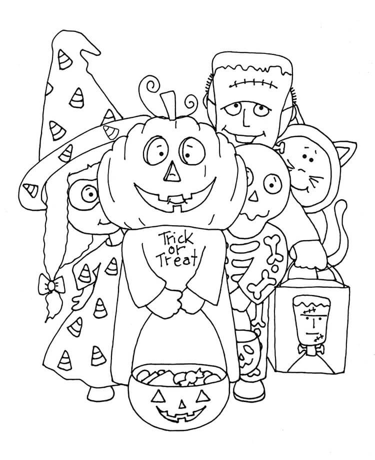 Kinder an Halloween ausmalbilder