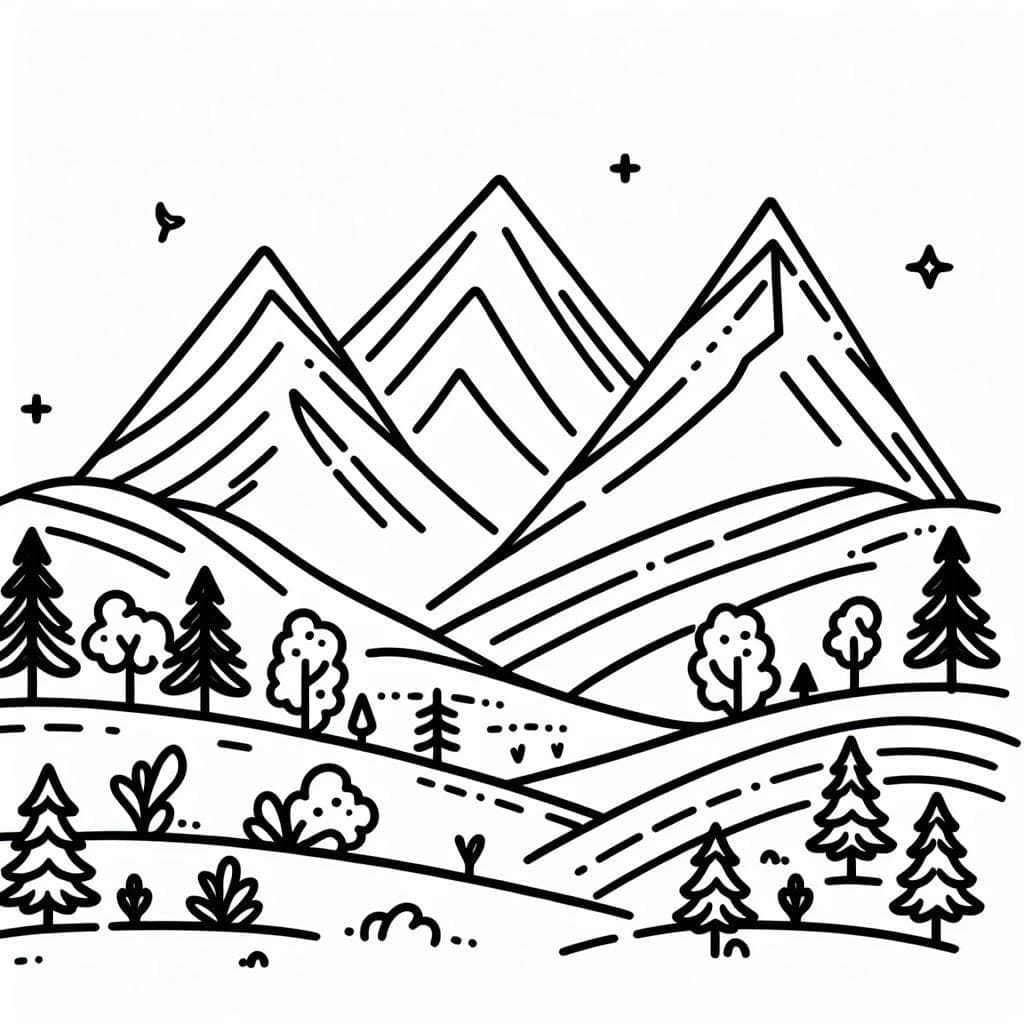 Kostenfreier Berg für Kinder ausmalbilder