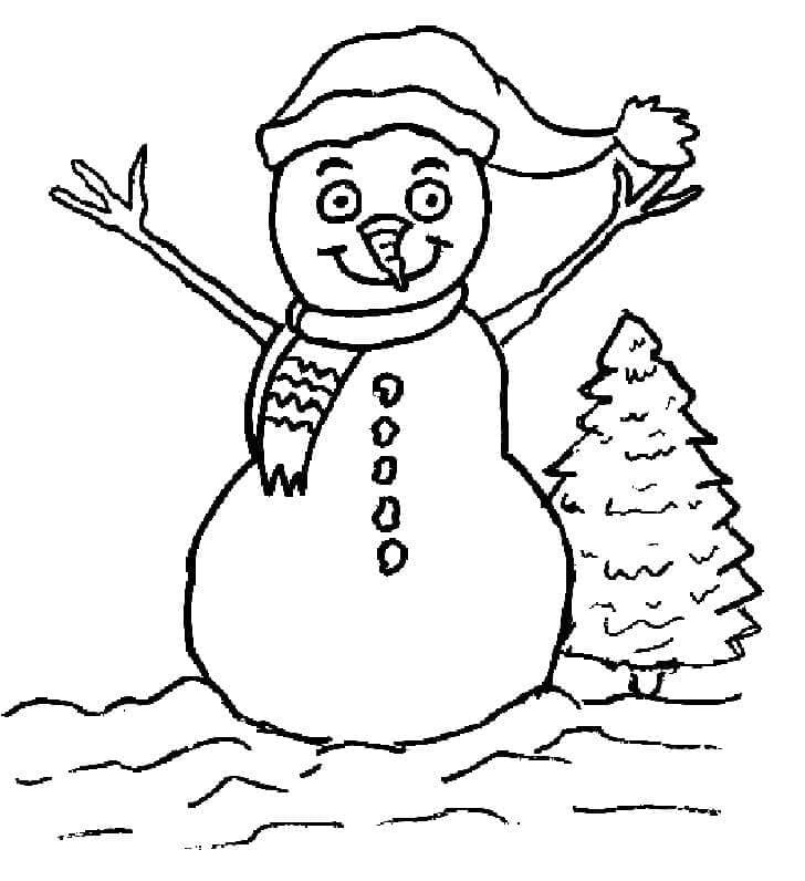 Kostenlos Druckbarer Schneemann ausmalbilder