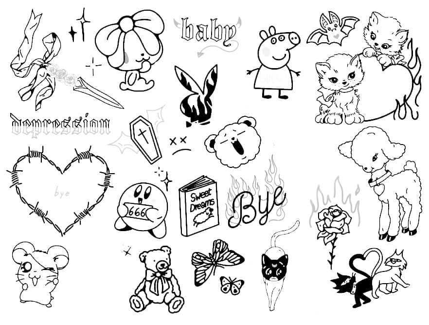 Kostenlos druckbares Tattoo Motiv ausmalbilder