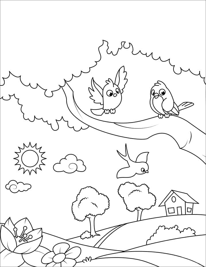 Kostenloses Frühlingsbild ausmalbilder