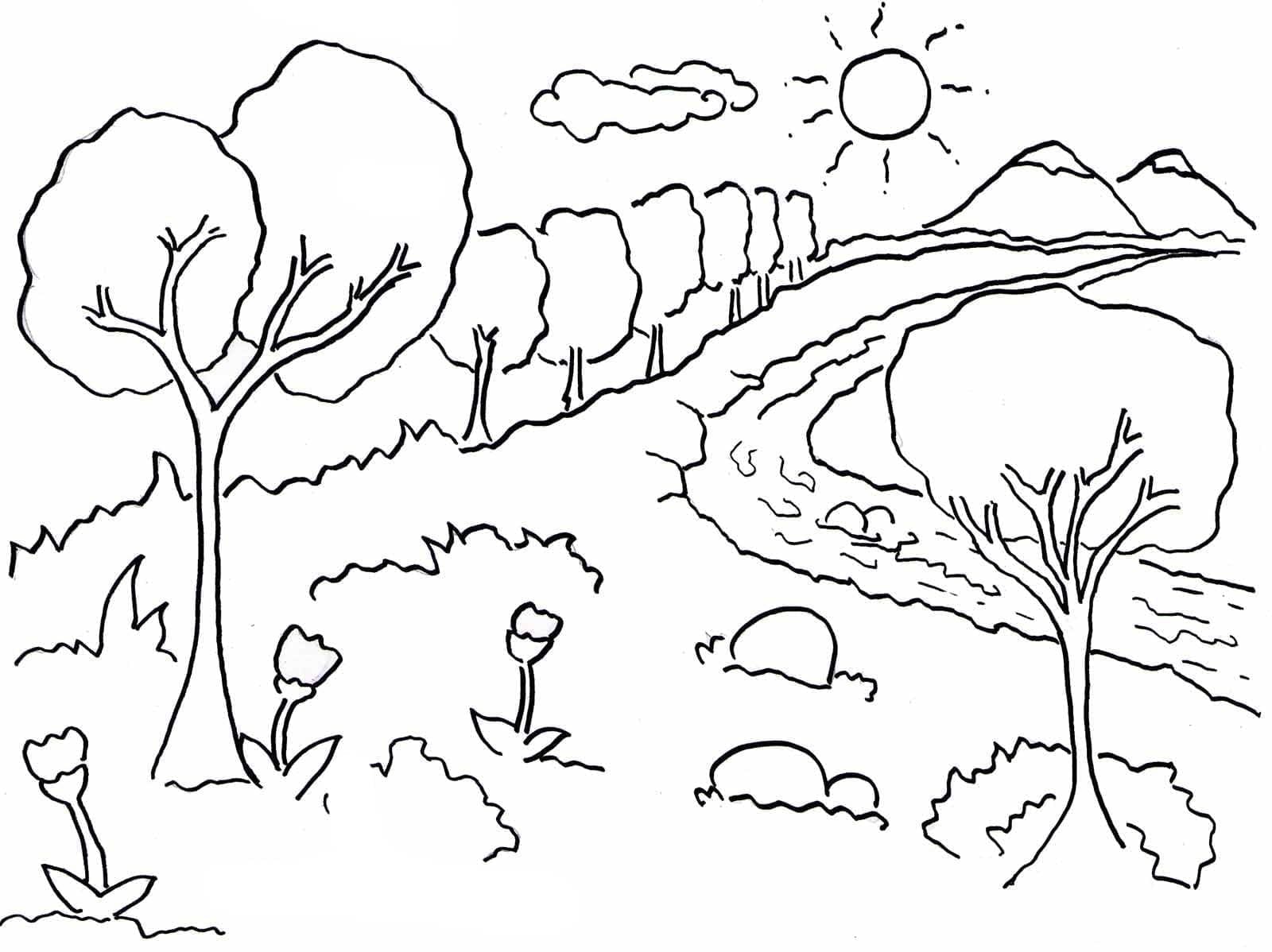 Landschaft druckbar für Kinder ausmalbilder