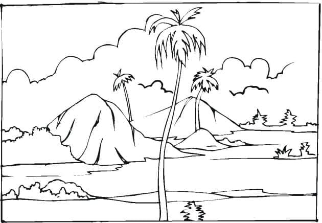 Landschaft für 5-jährige Kinder ausmalbilder