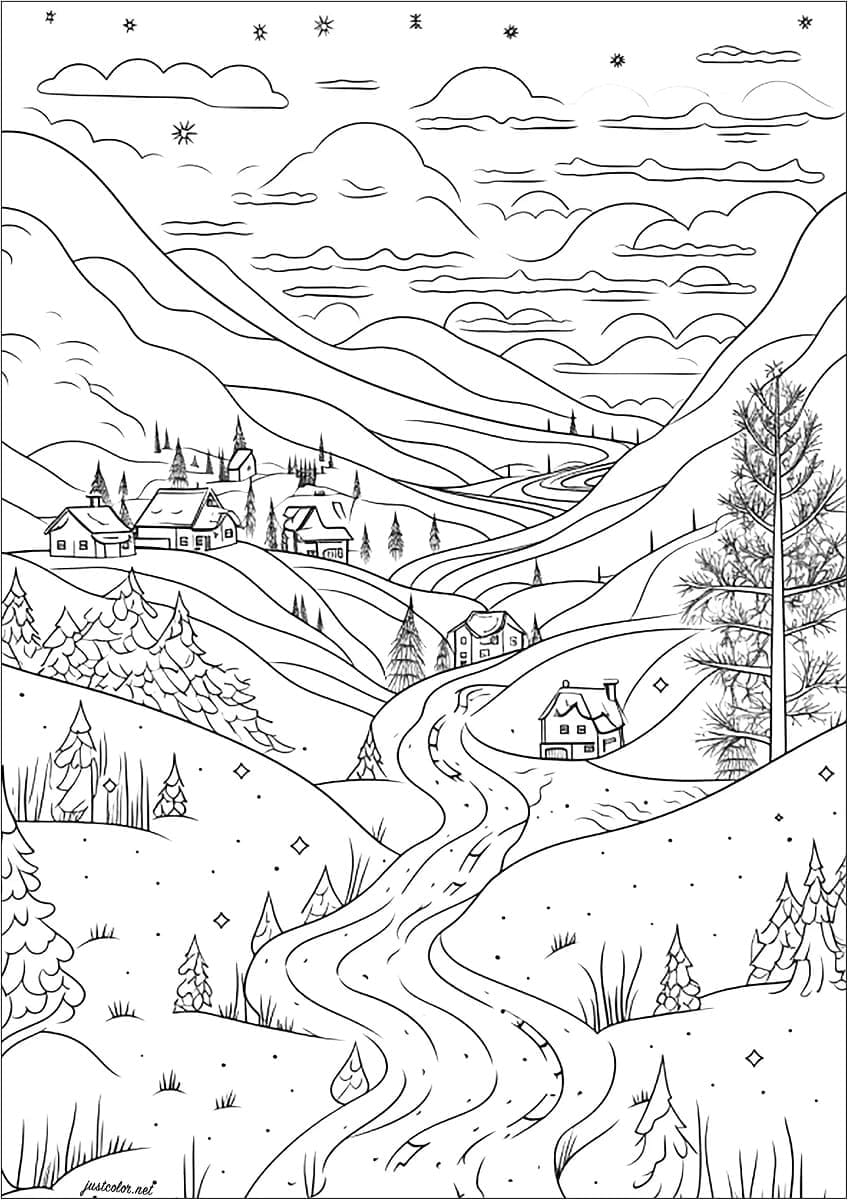 Landschaft gratis ausmalbilder