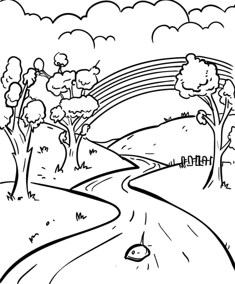 Landschaftbild zum Drucken ausmalbilder