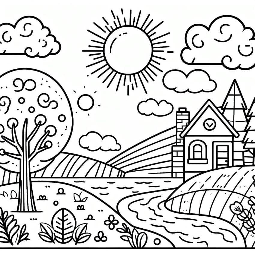 Leichter Landschaft ausmalbilder