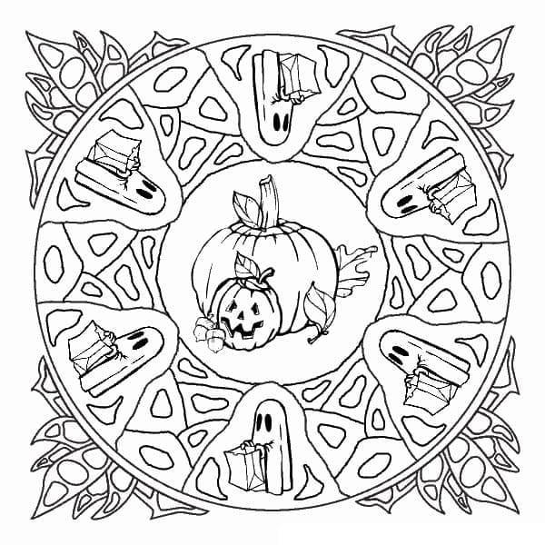 Leichtes Halloween-Mandala ausmalbilder