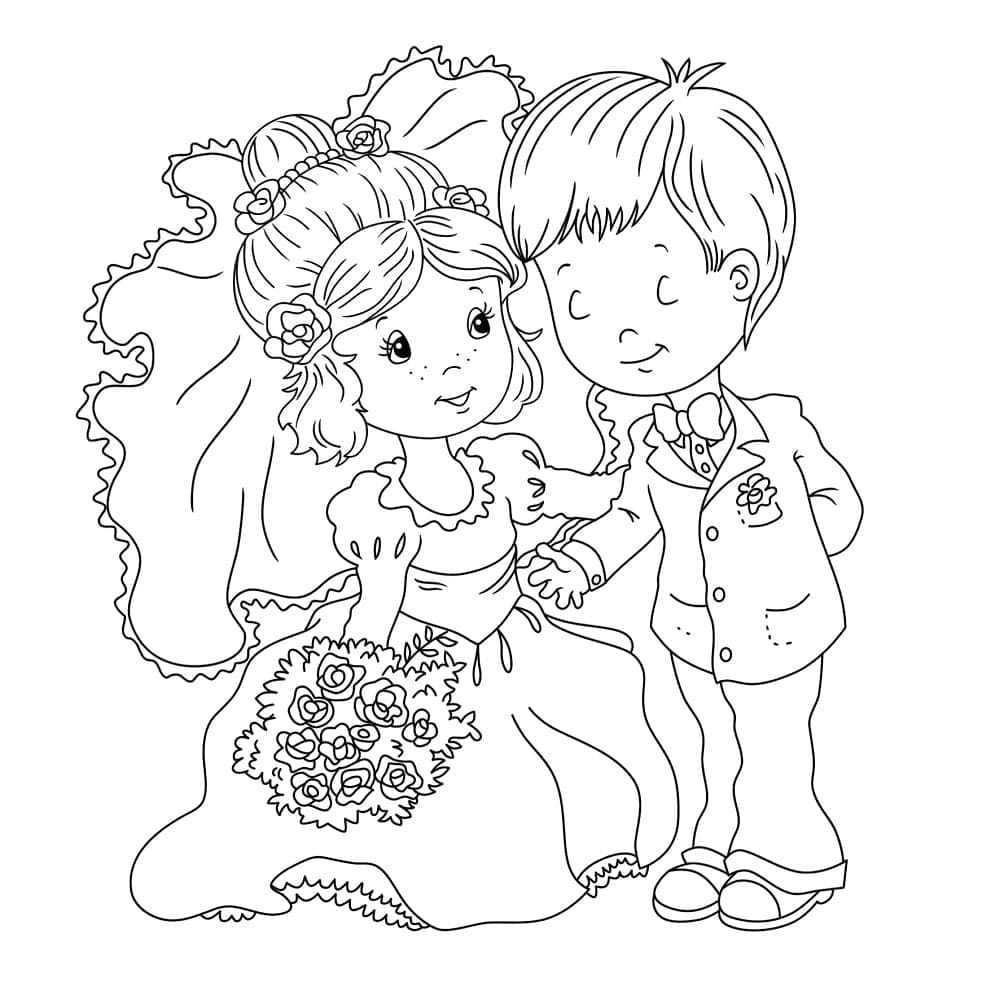 Liebevolle Hochzeit ausmalbilder