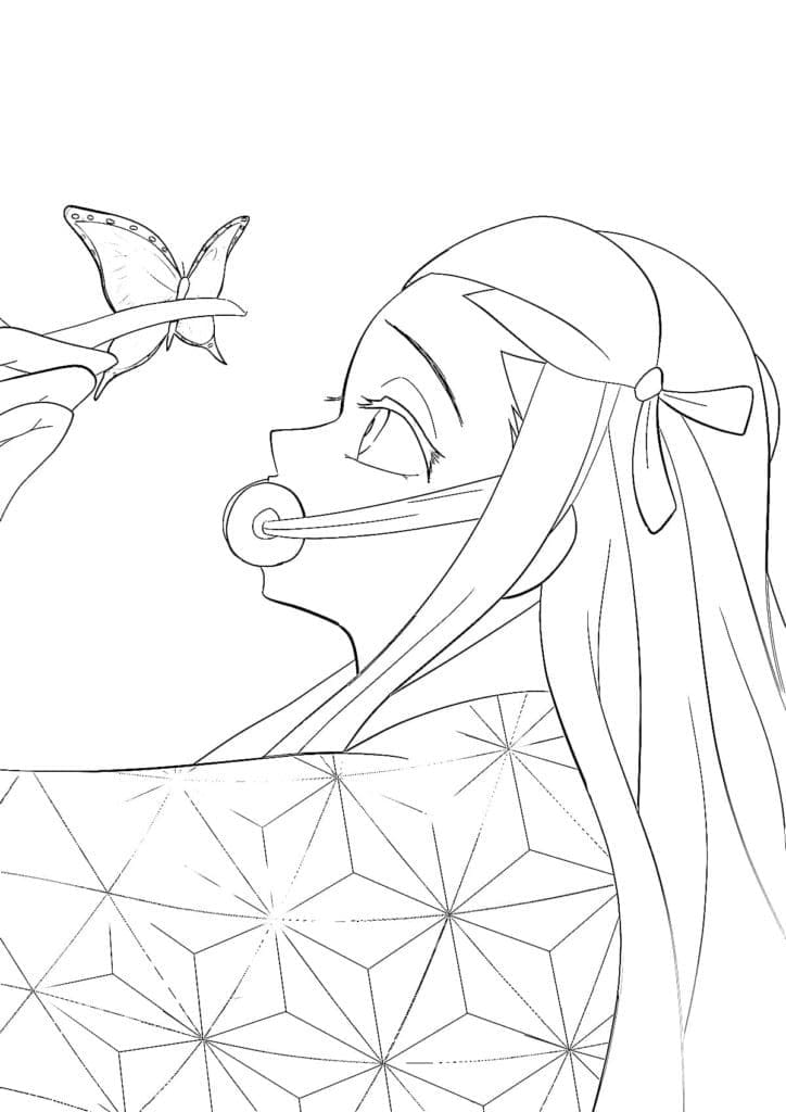 Nezuko Bild zum Drucken ausmalbilder