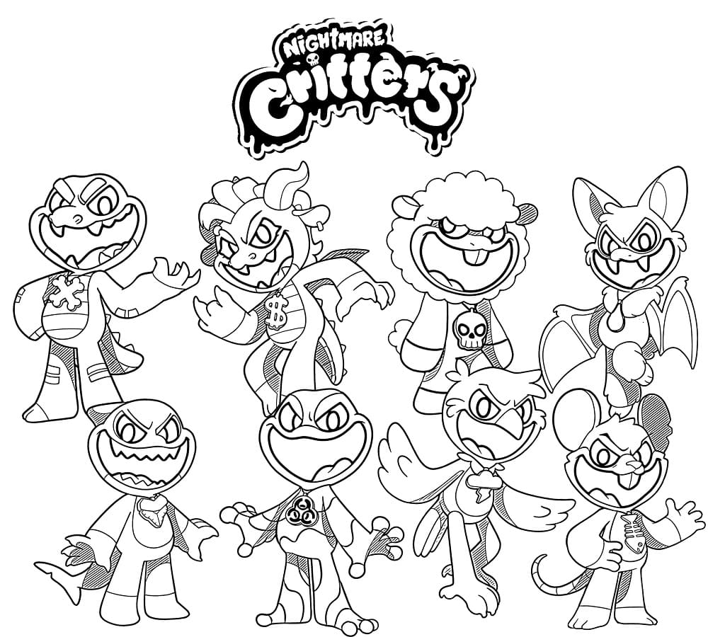Nightmare Critters Für Kinder Gratis ausmalbilder