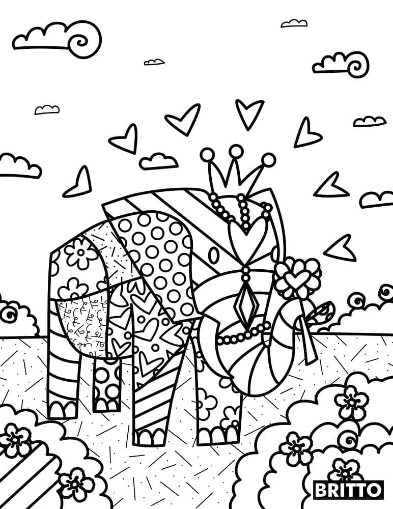 Romero Britto zum Drucken ausmalbilder