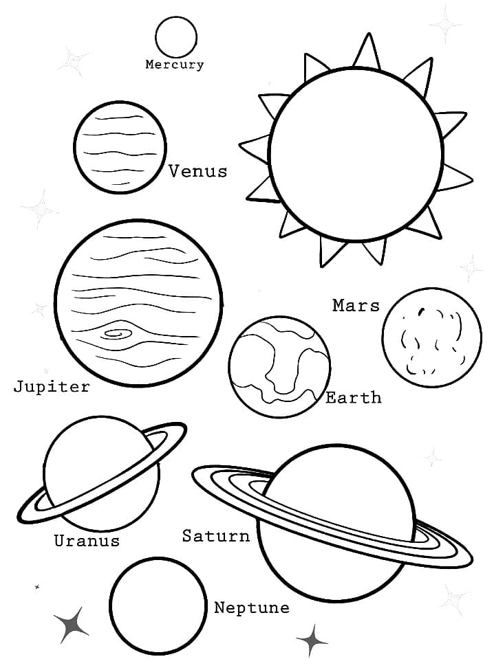 Sonnensystem druckbar für Kinder ausmalbilder