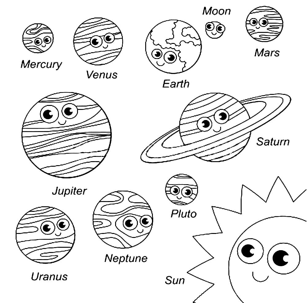 Sonnensystem kostenlos für Kinder ausmalbilder