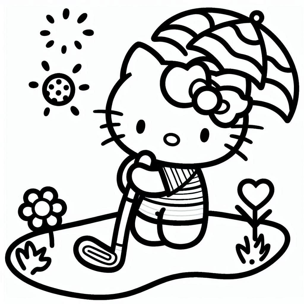 Hello Kitty spielt Golf ausmalbilder