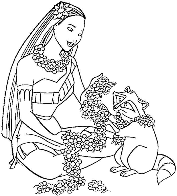 Kostenloses Pocahontas für Kinder ausmalbilder
